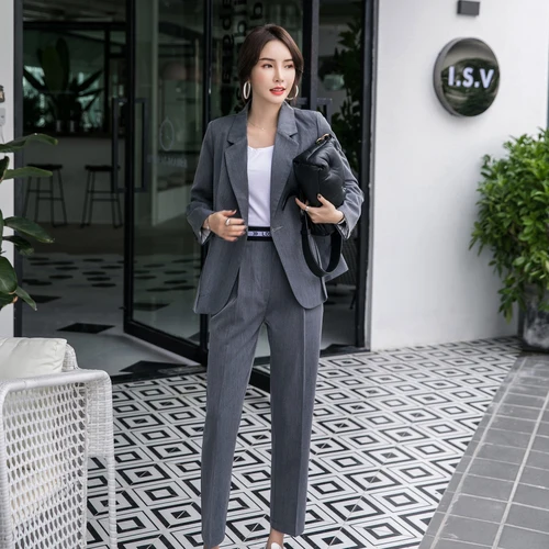 2018 Fashion New British Style Two Sets Pants Female Autumn Elegant Lady Suit Femme