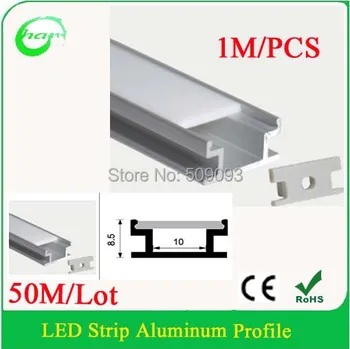 

50M/Lot 1m/pc slim LED Aluminium Profile with transparent or milky FROSTED cover for led bar light width 10mm led strips