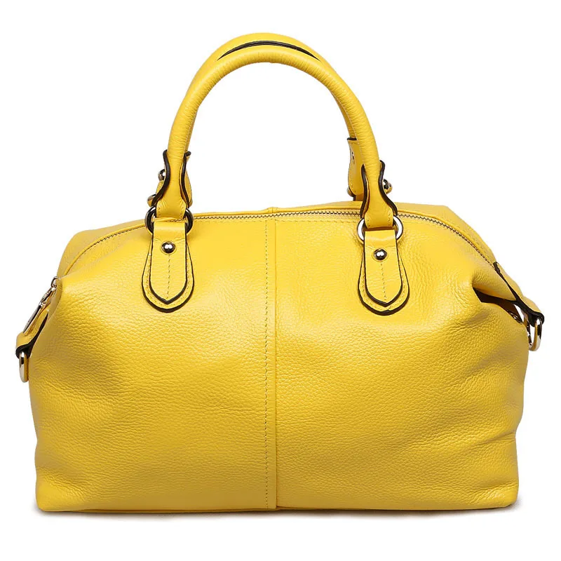 Женские сумки из натуральной кожи с верхней ручкой высокого качества, женские сумки-мессенджеры, сумки-тоут для боулинга MQ25 - Цвет: Цвет: желтый