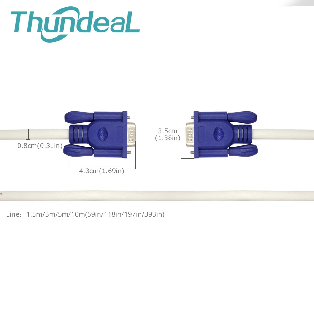 ThundeaL 15PIN 3 + 4 VGA кабель 1 5 м Штекерный двойной кольцевой удлинитель для монитора HD TV