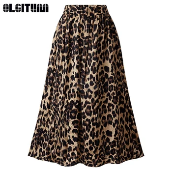 

New 2020 Winter and Autumn Female Leopard Skirt Long Large Size Gold Velvet A-line Women Skirt SK268