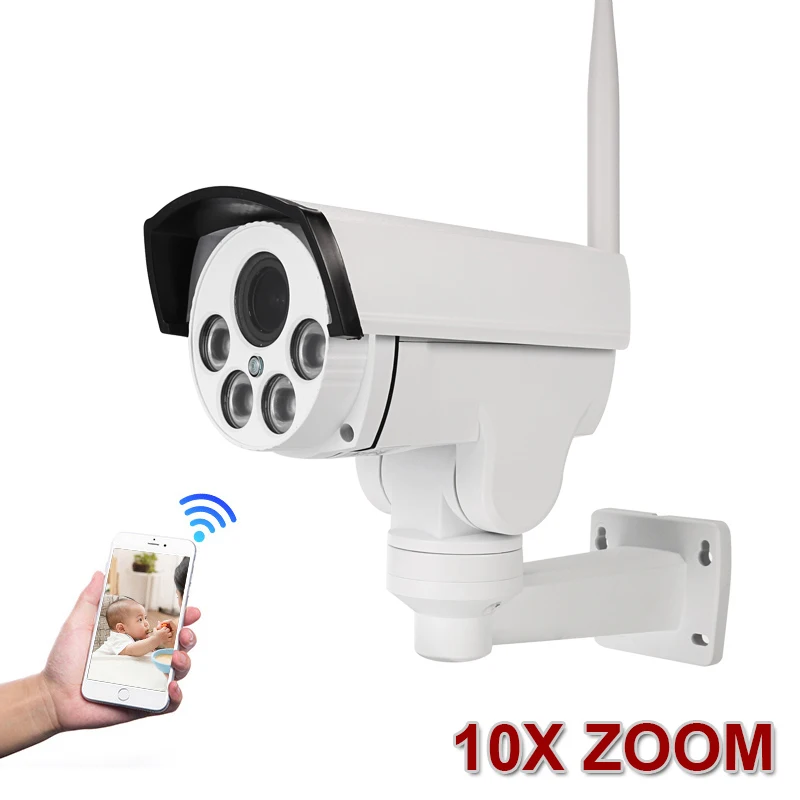 

10X Optical Zoom Wifi Street IP Camera PTZ Bullet Outdoor 5X 2MP 1080p Wireless IR Night Onvif SD Card Audio CCTV IP Cam ONVIF