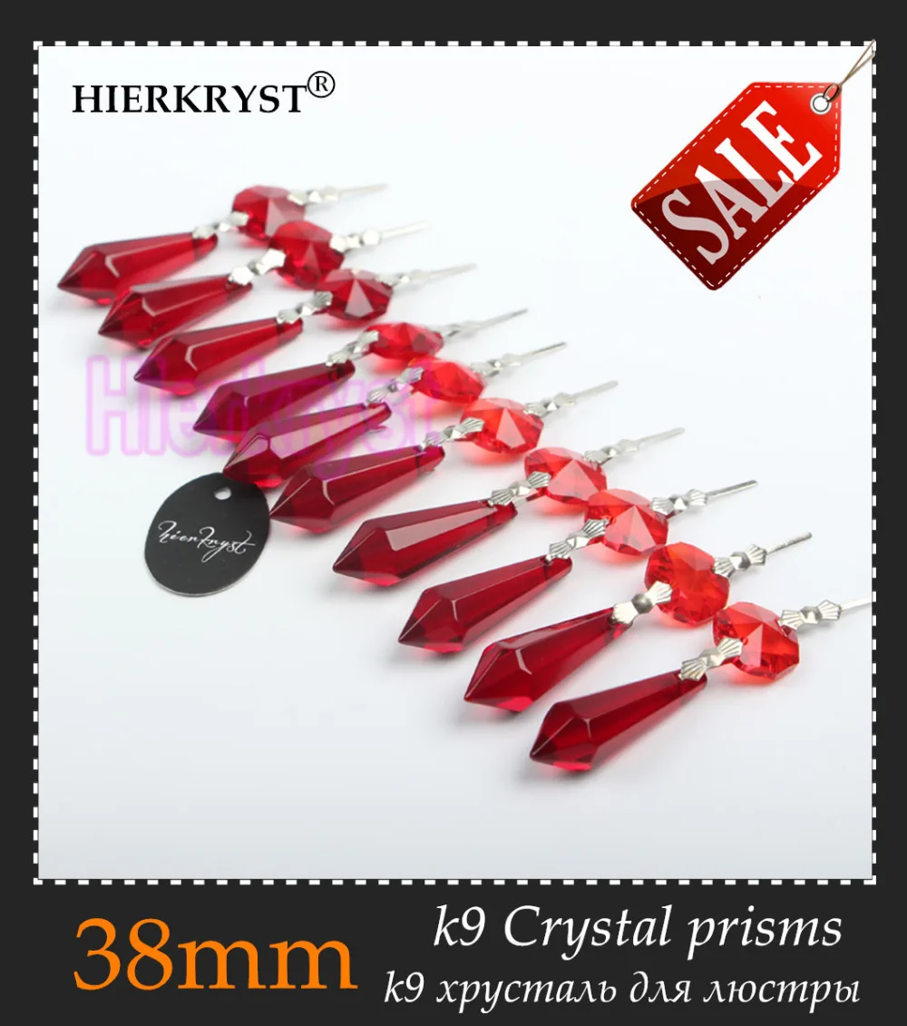 Hierkryst 100 pçs lote vermelho cristais lustre