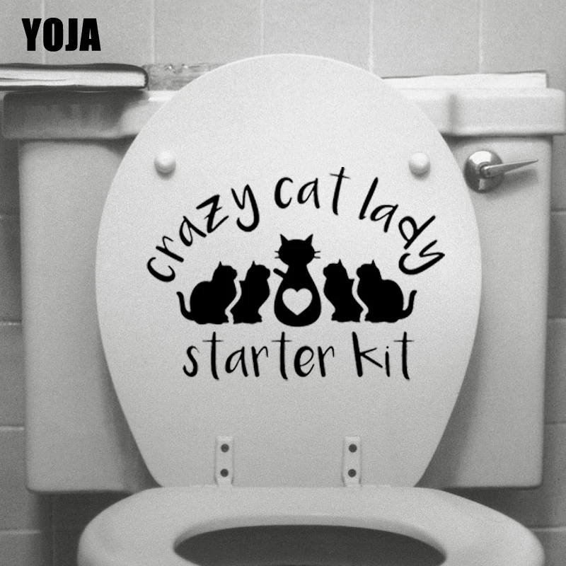 YOJA 25*17 8 см Crazy Cat Леди Starter Kit Гостиная домашний декор наклейки для унитаза стены