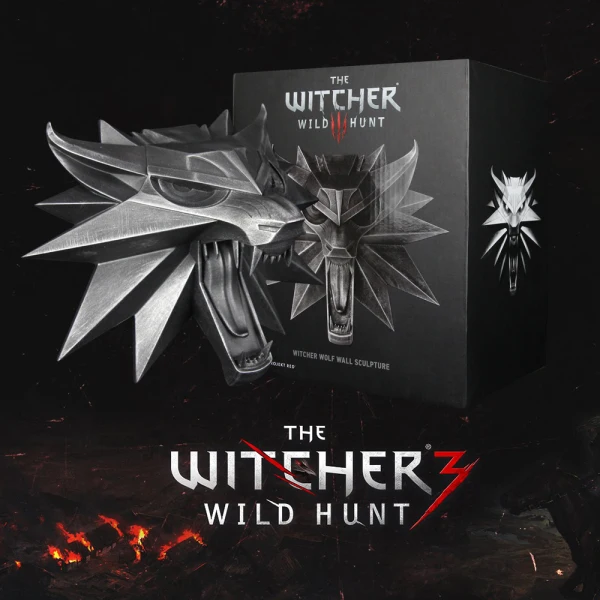 

New Game Anime The Witcher 3 Wild Hunt Wolf Wall Sculpture CD Projekt RED Gaming Merchandise Dark House Action Figure Toys