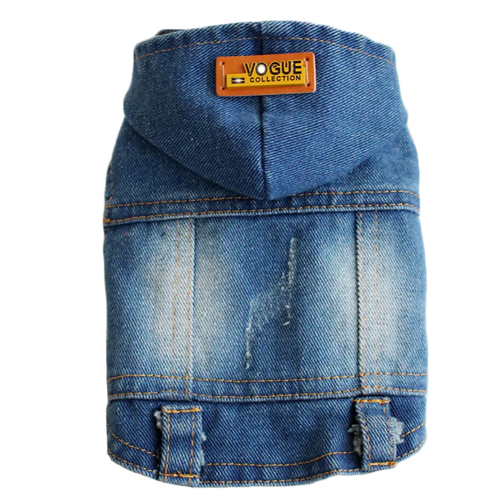New Puppy Fashion Blue Jean Dog Coat Jacket Hoodies Dog Clothes XS S M
