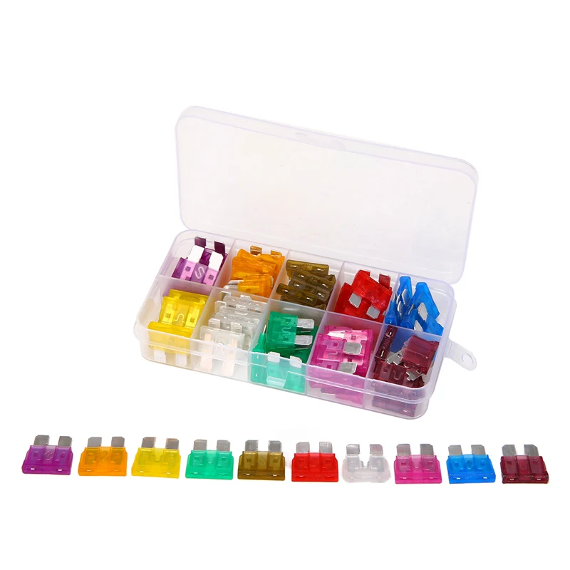

Mini 2-35 AMP Blade Fuse 100PCS Micro Motorcycle Auto Car Blade Fuze 10Sizes Assortment with Test Pen Plug Glass Fuse Kit