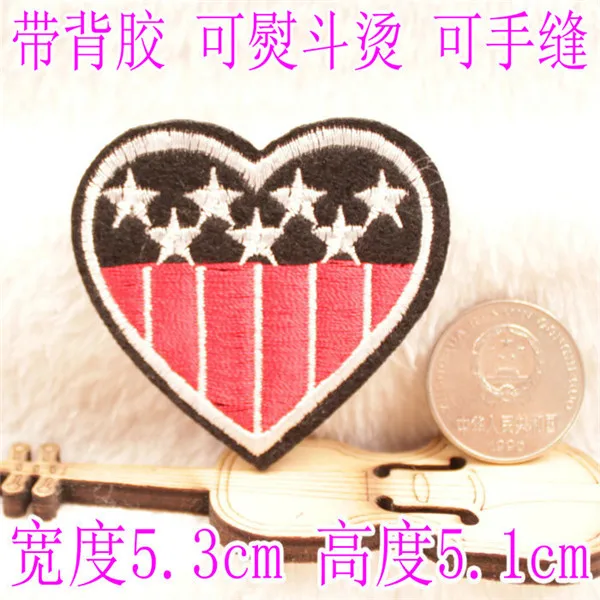 Hearts Stars Texas Stripes Iron On Cloth Patches - 1