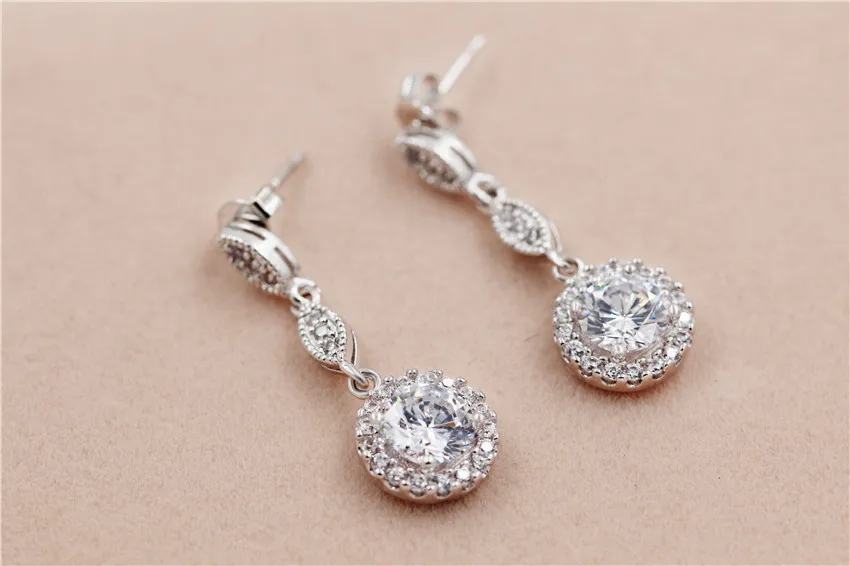 USA STOCK Uloveido Silver Color Bridal Jewelry Sets White Crystal Necklace and Earrings Indian Jewelry Set Wedding Gifts Y118 12 IMG_7891