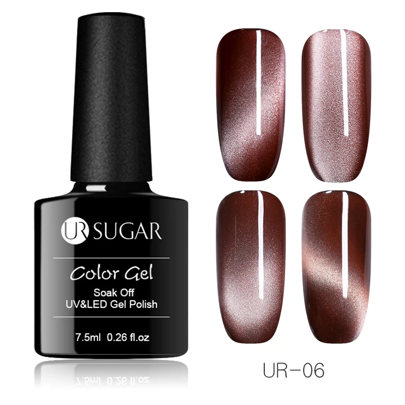 UR SUGAR 5D Magnetic UV Gel Nail Polish Glitter Red Silver Green Colorful Soak Off UV LED Gel Hybrid Nail Varnish - Цвет: 6