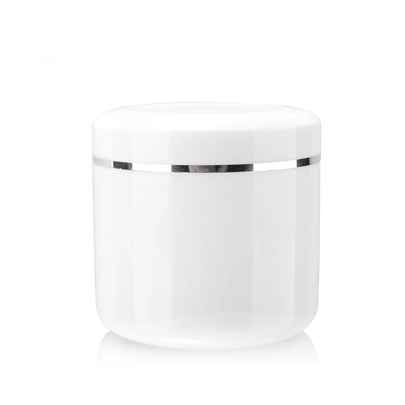 

20pcs 500ml White PP Cosmetic Pot air tight jar 17.6oz scrub containers spoon wide mouth jars w/ silver rim lids 500g