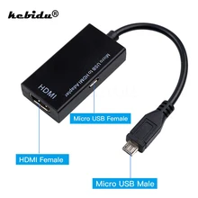 Kebidu Micro USB к HDMI Женский Кабель телефонный адаптер 1080P HD для адаптеры HDTV для samsung Galaxy HUAWEI смартфонов