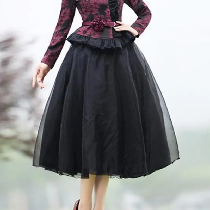 new long skirt high waist organza skirts Casual ball gown Skirts Women