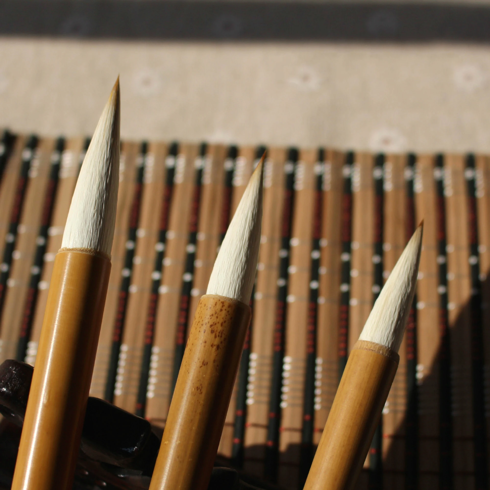 

Natural Bamboo Penholder Chinese Traditional Calligraphy Brush Woolen Weasel Hair Landscape Painting Handwriting Pen Brush 3pcs