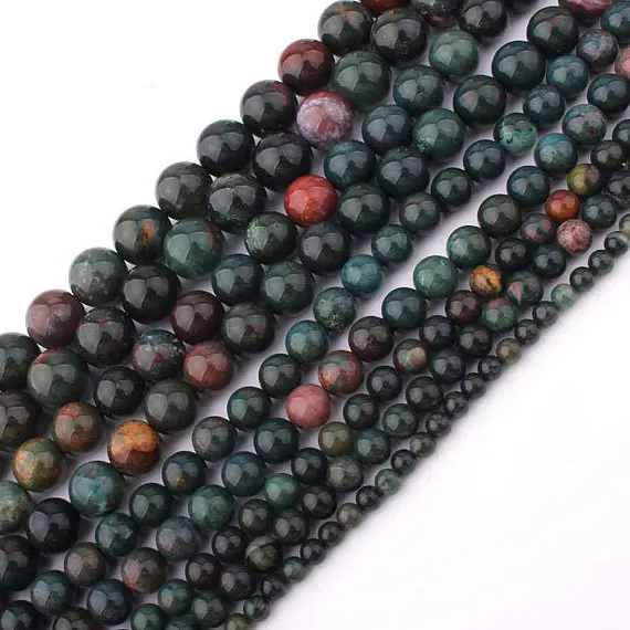 

One strand 100% Natural Bloodstone Beads 4MM 6 MM 8MM 10MM 12MM Round Semi Gem stone Jewelry Beads 15.5"/Strand