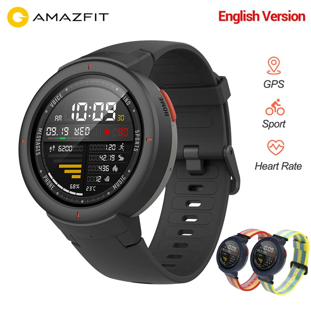 

Global Version Amazfit Verge Smart Watch GPS Smartwatch AMOLED Touch Screen IP68 Upgraded HR Sensor Xiaomi Watch For Men Women