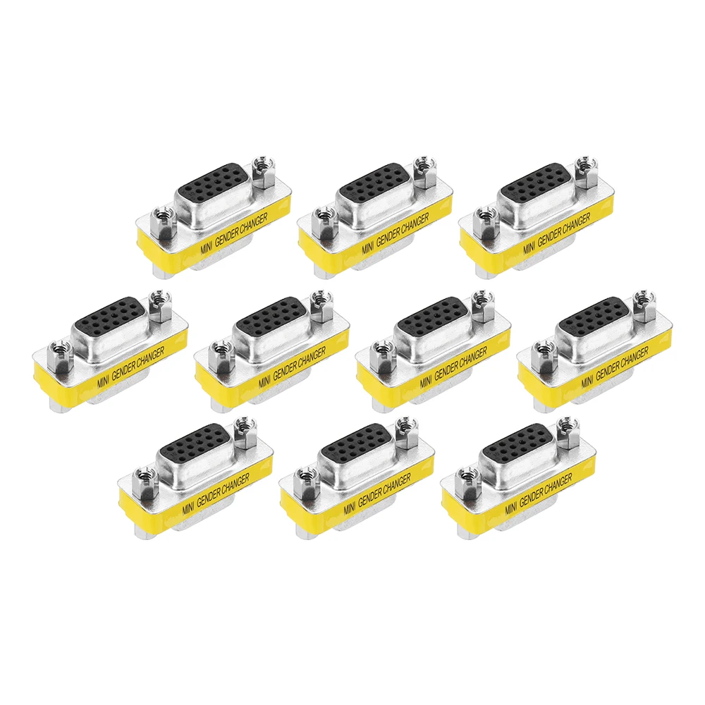 

10Pcs DB15 Mini Gender Changer Adapter Female to Female Plug Adapter Connecters