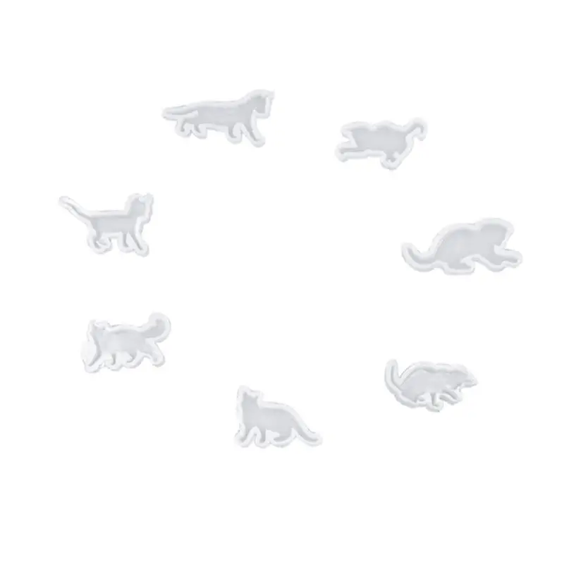 7 шт./компл. маленькие животные в форме кошки эпоксидная форма DIY Ручная форма УФ кристальная глина AB силиконовая форма