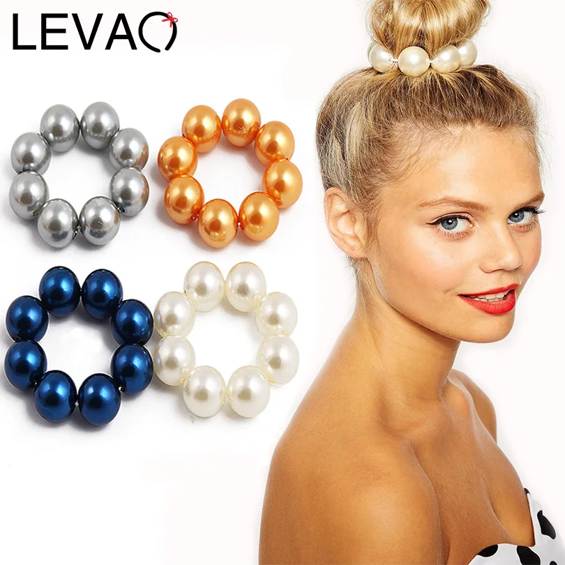 

LEVAO Pearl String Scrunchies Women Headband Turban Hair Tie Ponytail Holder Rope Girls Elastic Hairband Headwear Accessories