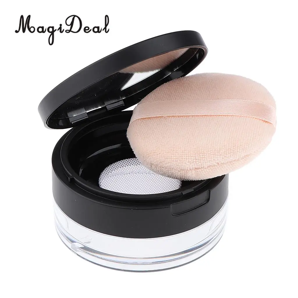 Kesoto 20g Empty Loose Powder Case Facial Blusher Container Jars with Puff Blender