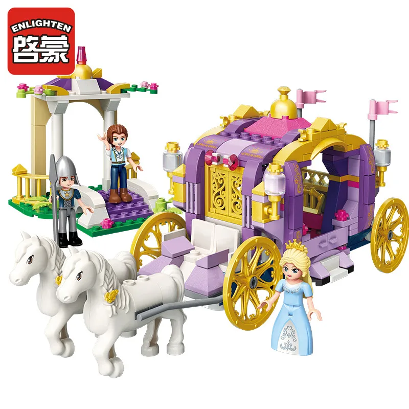 

Enlighten Building Block Girls Friends Princess Leah Violet Carriage 3 Figures 358pcs Educational Bricks Toy For Girl Gift