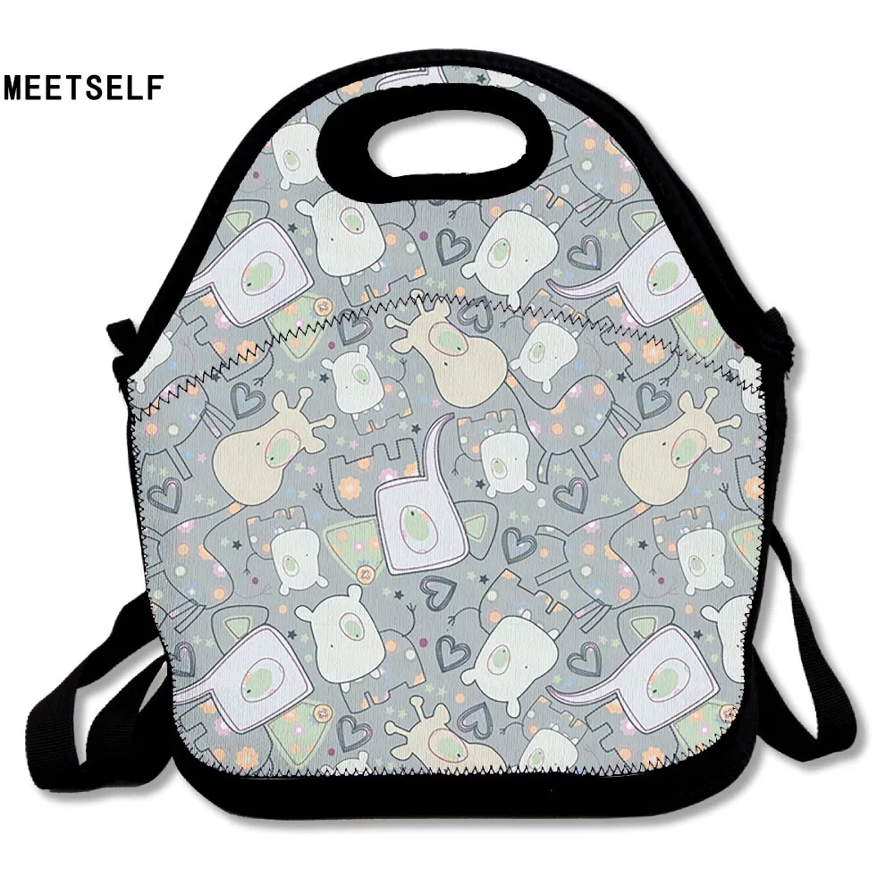 MEETSELF 3D Print Cartoon Giraffe Lunch Bags Insulated Waterproof Food Bag Girl Packages Womens Kids Babys Boys Handbags boys-lunch-bag