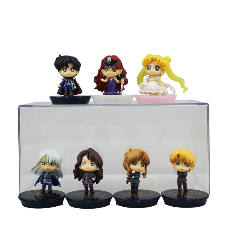 

7pcs Cute Mini Pretty Guardian Sailor Moon Anime 25th Anniversary Dark Kingdom Boxed PVC Action Figure Model Doll Toys Gift