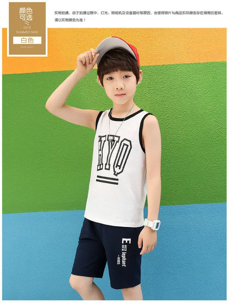 2pcs Set Toddler boy summer Cotton Sport Clothes Child's Basketball Uniform Baby Kids boys clothes set outfit set infantil - Color: White