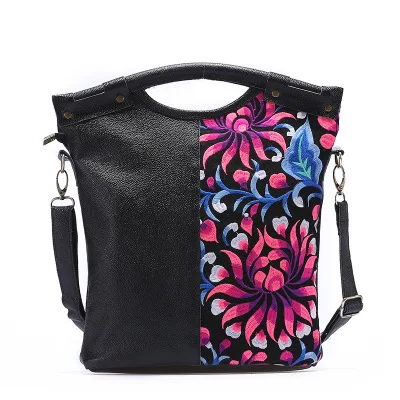 

Fashion National Embroidery Women Shopping handbags!Hot Floral Embroidered Lady Shoulder&Crossbody bags Multi-use Leather bags