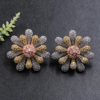 

Lanyika Special Design Snowflake Stud Earrings for Woman Wedding Cubic Zirconia Full Micro Inlay Popular Luxury Best Gifts