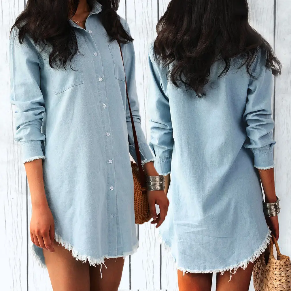 

Fashion Women's Loose Long Sleeve Cotton Shirt Tunic Tops