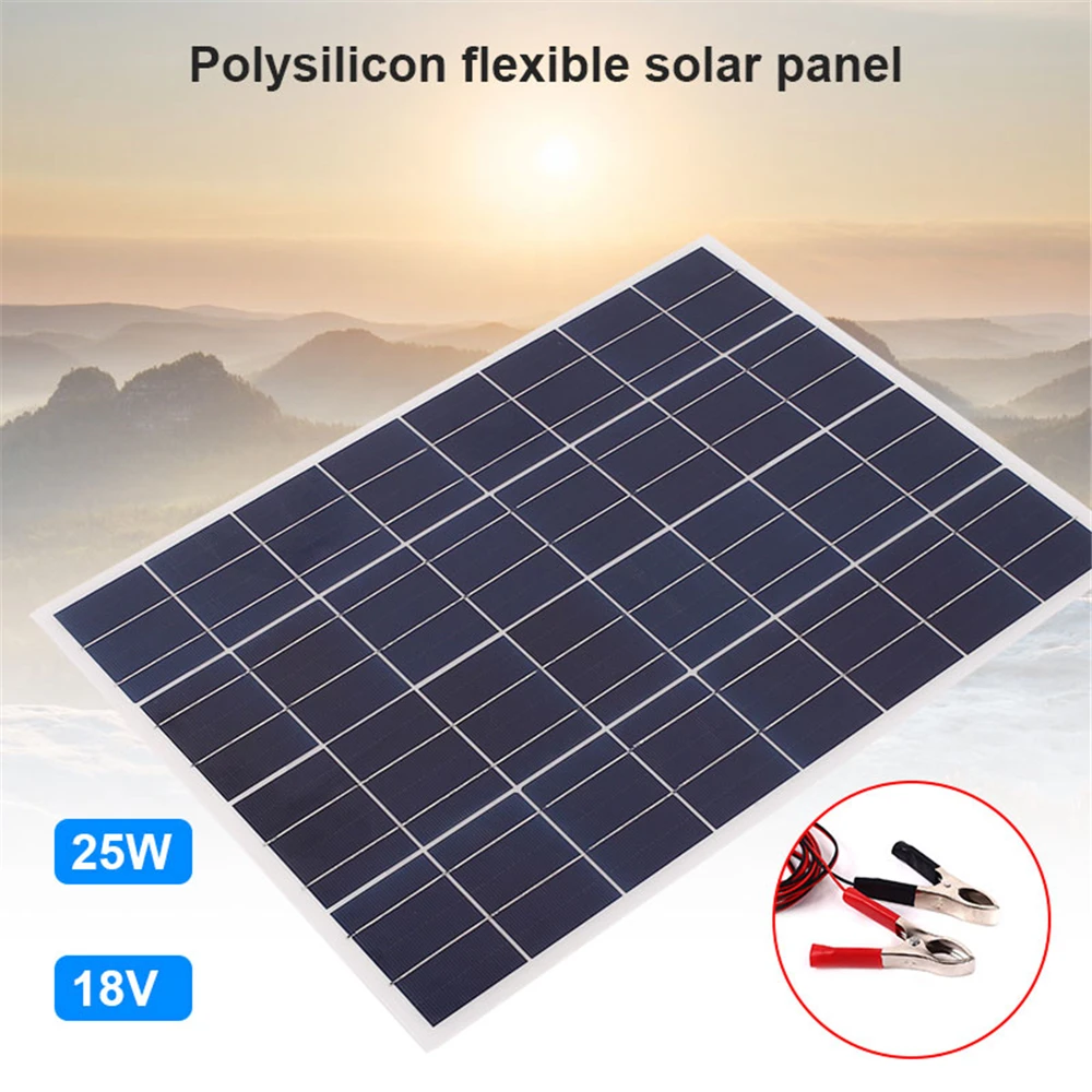 

Cewaal 18V 25w solar panel kit Transparent semi-flexible Polysilicon solar cell DIY module outdoor connector DC 12v charger