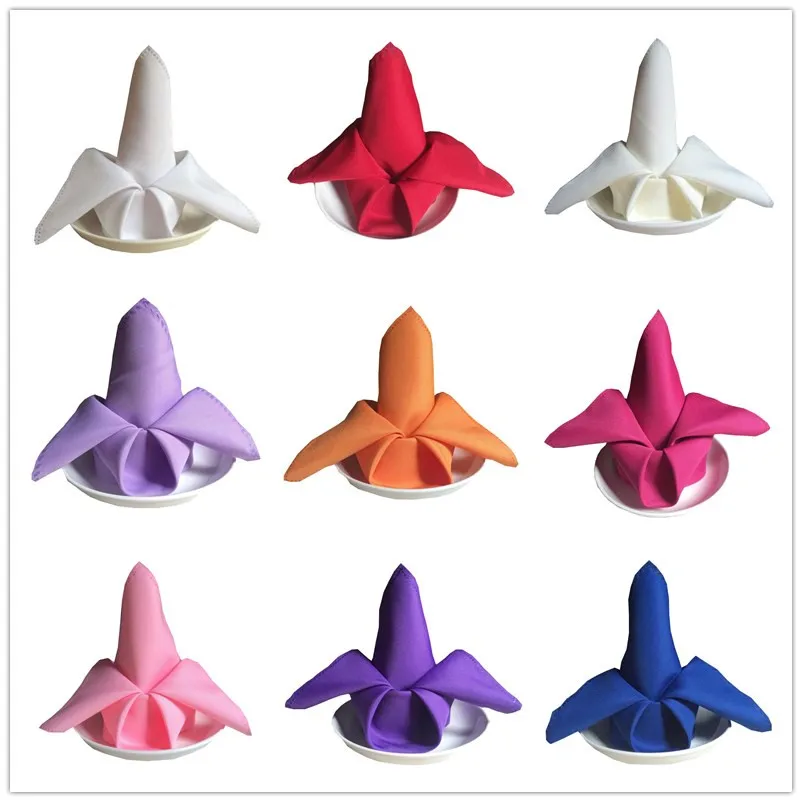 

100pcs 45 x 45cm High Quality Linen Napkins Polyester Table Napkins Cloth Dinner Handkerchiefs For Hotel Wedding Decoration