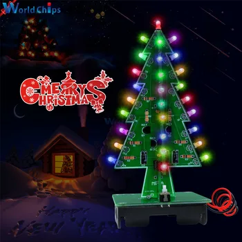 

3D Christmas Tree DIY Kits 7 Colors Light Flash LED Circuit Christmas Trees LED Christmas Decoration Christmas Gift DIY Kits