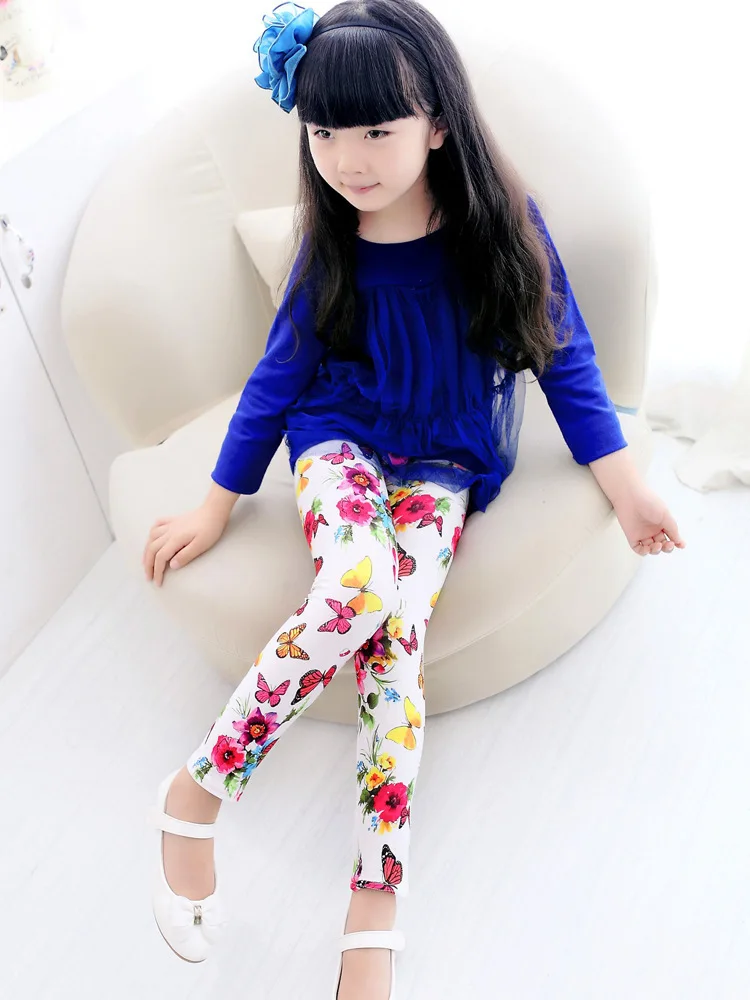 

new fashion girl pant printing Flower girls leggings kids leggings skinny trousers children pants