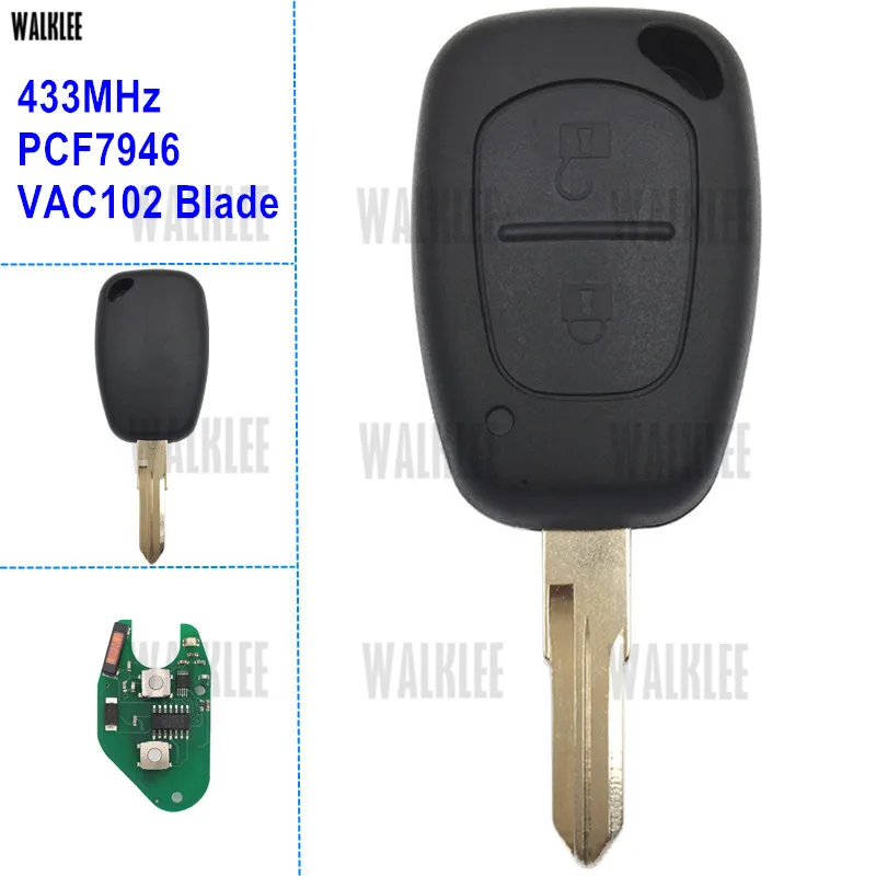 WALKLEE автомобиль дистанционного ключа 433 МГц подходит для Renault Clio Scenic KANGOO VAC102 лезвие для автомобильной двери
