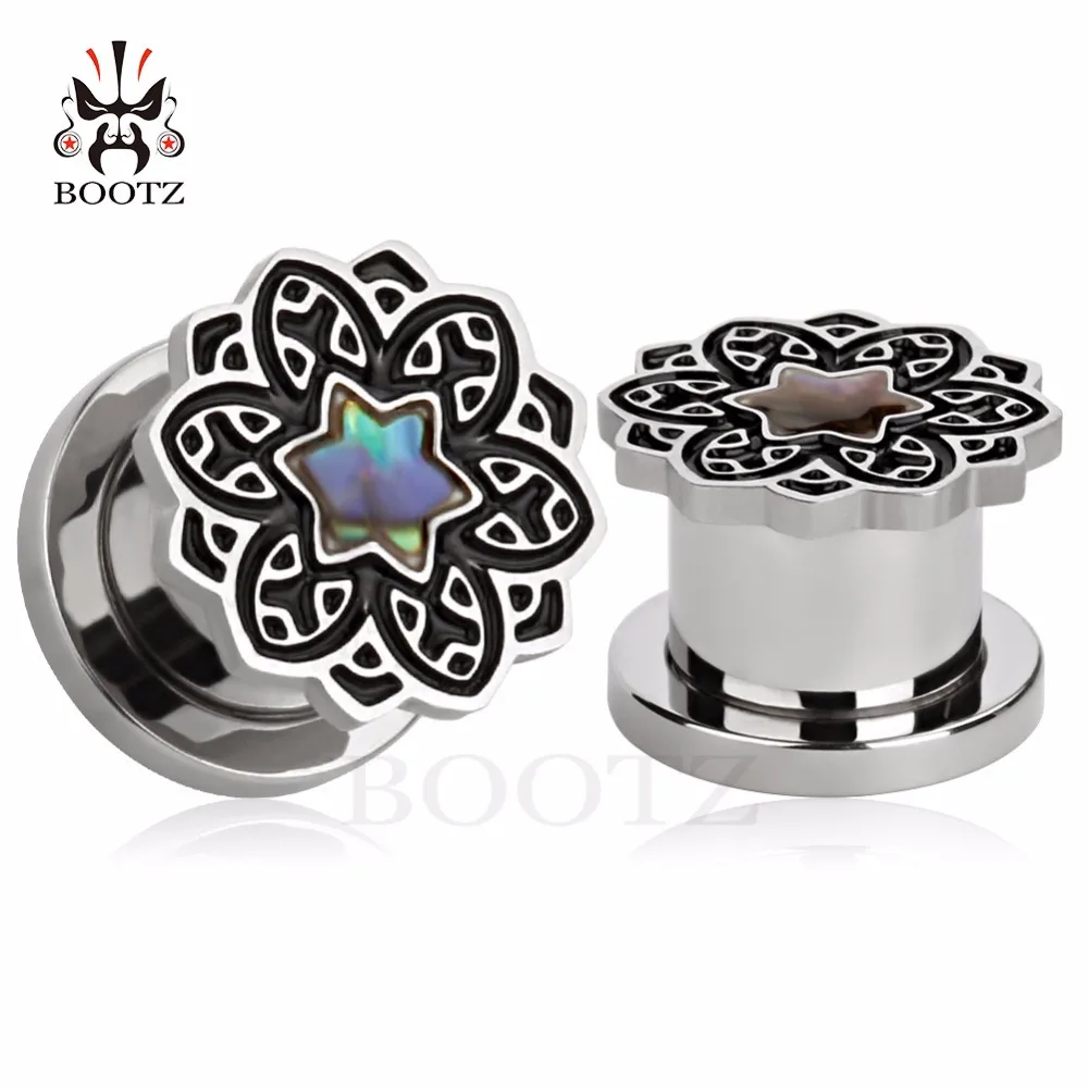 

2018 new helix shell logo ear plugs piercing body jewelry stainless steel ear gauges tunnels stretchers pair selling