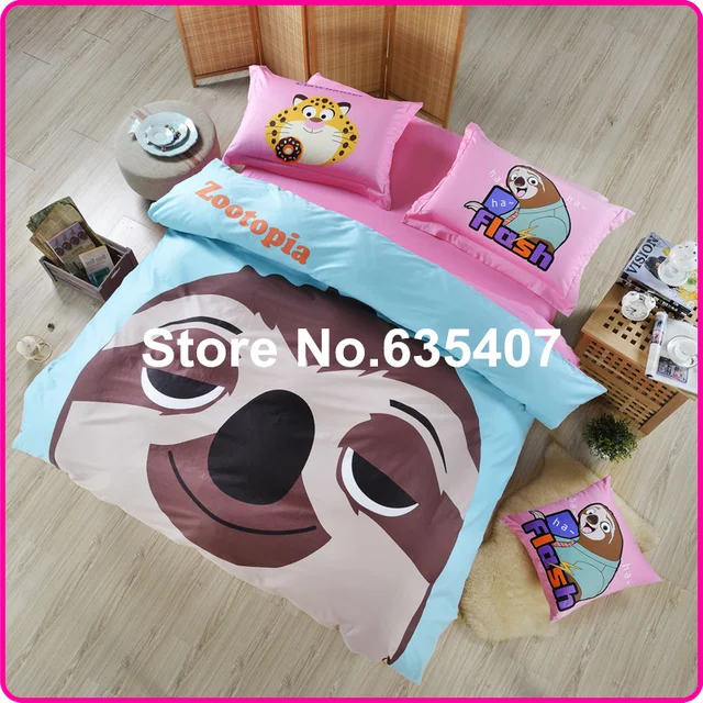 zootopia animal sloth flash 3 4pcs twin queen king size bedding set flash bed sheets
