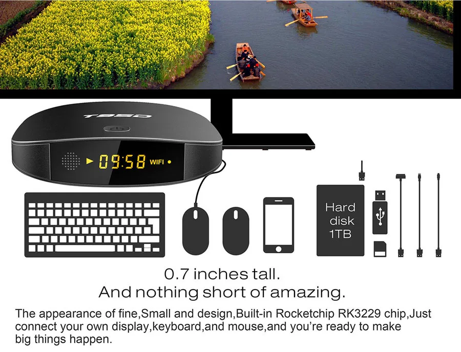 T95D Android 6.0 Smart TV Box with Rockchip RK3229 RK3229 1GB RAM 8GB ROM TV BOX 2.4G Wifi - 4K HD Smart TV Media Player 1