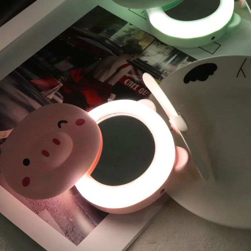 

Mini Portable Fan with LED Fill Light Makeup Mirror USB Charging Handheld Fan TSH Shop