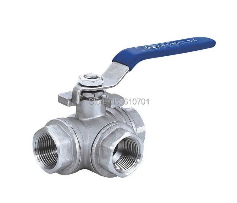 

3/4" 3 Way Female BSPP 304 SS Type L Mountin Pad Ball Valve Vinyl Handle WOG1000