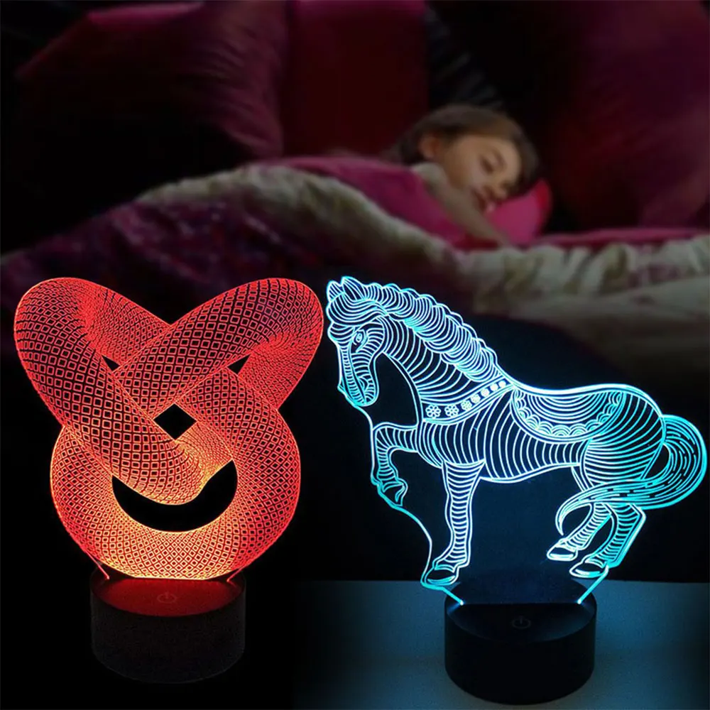 Led Lamp Base USB Cable Touch Switch Modern Night Light ABS 3D Assembled 7 Colors | Лампы и освещение