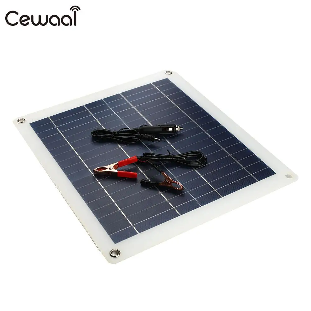 

Cewaal DC Port+Cigarette Lighter 25W 18V Car Charger Emergency Power Supply Solar Light Solar Panel Portable
