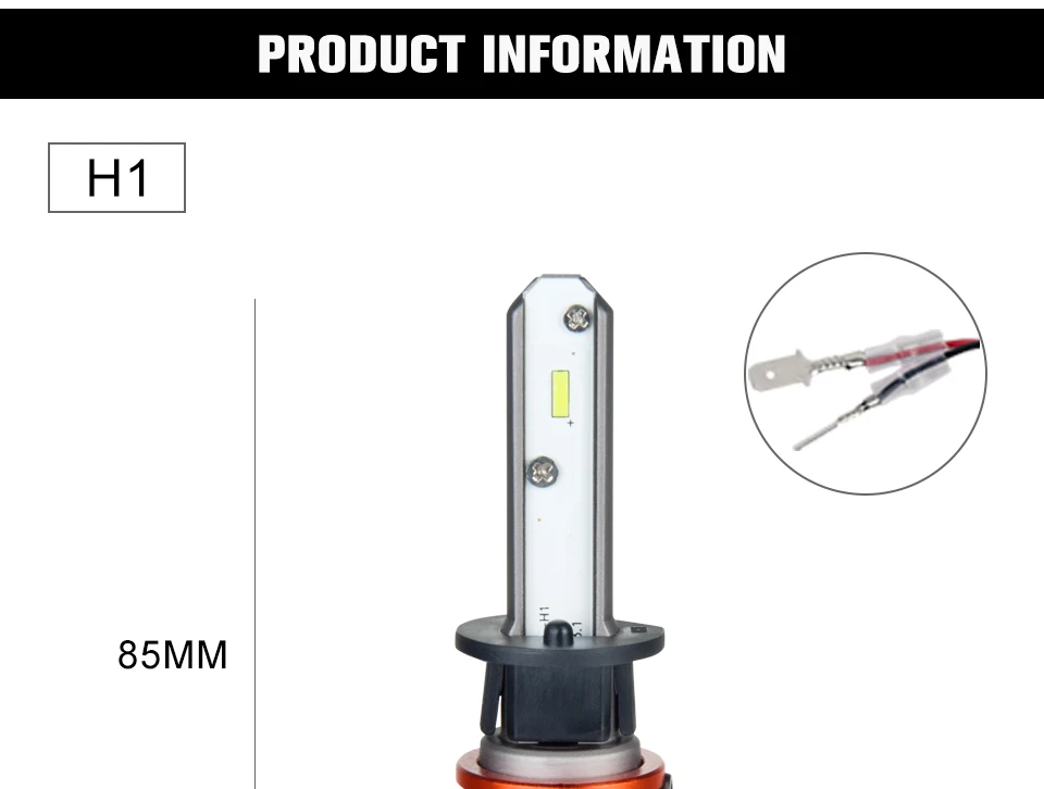 Aceersun 80W 12000lm H1 LED Car Headlight Bulb Auto Headlamp Fanless Fog Lamp 12V 24V 6500K for Lexus Nissan Toyota Chevrolet (8)