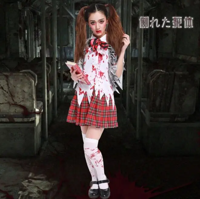 School girl ghost Costume for font b women b font Halloween canival cos Scarey font b