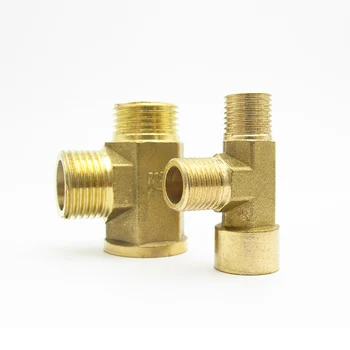 

1/8" 1/4" 3/8" 1/2" BSP Female x Male x Male Thread Tee Type 3 Way Brass Pipe Fitting Adapter Coupler Connector