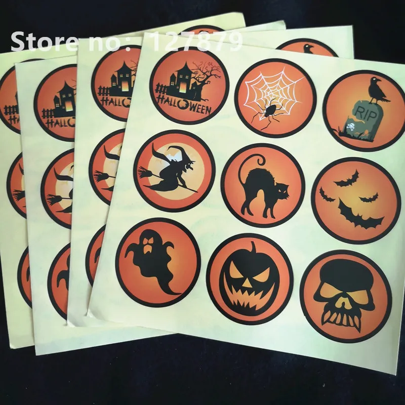 450PCS/lot 4.2cm DIY Paper Crafts Hand Made Labels Packaging Point Sticker Halloween Decoration Made With Love Sealing Stickers