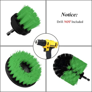 

3 pcs/set Power Scrubber Brush Drill Brush Clean for Bathroom Surface Tub Shower Tile Grout Cordless Power Scrub Cleaning, Green