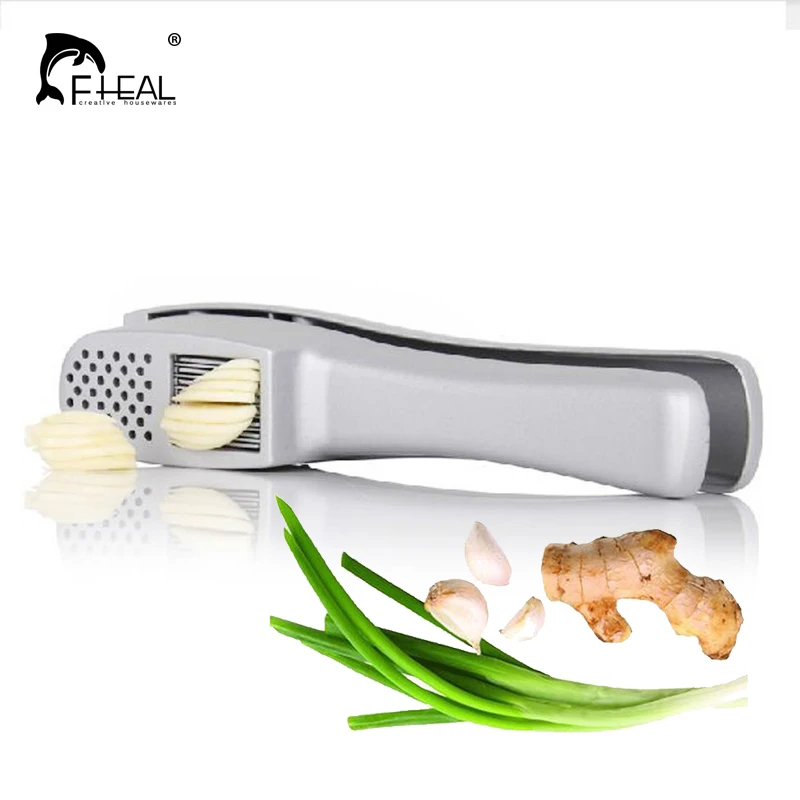 FHEAL Multifunction Garlic Press Stainless Steel Garlic Slicer Ginger