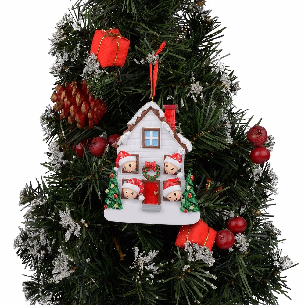 Maxora Resin Gloss Christmas House of 4 Personalized Christmas Tree Ornaments
